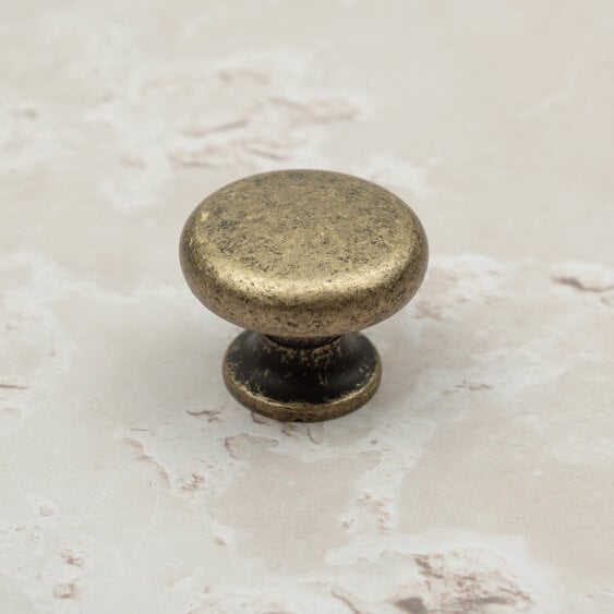 Handle & Home Antique Brass Cup Handle and Coordinating Knob - 35mm Diameter Knob