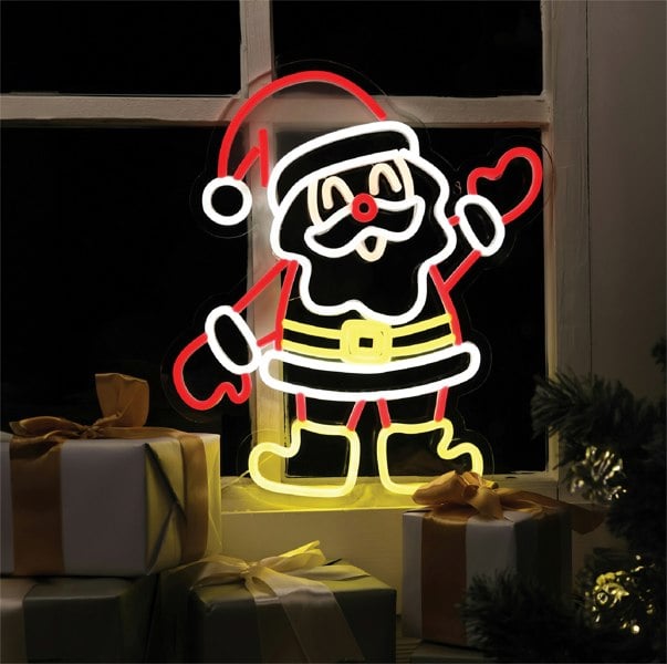 Xmas Haus  Silhouette Neon Light   36x40cm USB LED   Christmas Decoration Santa