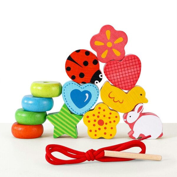Dyzi First Threading Colourful Shape Lacing Learning Toy