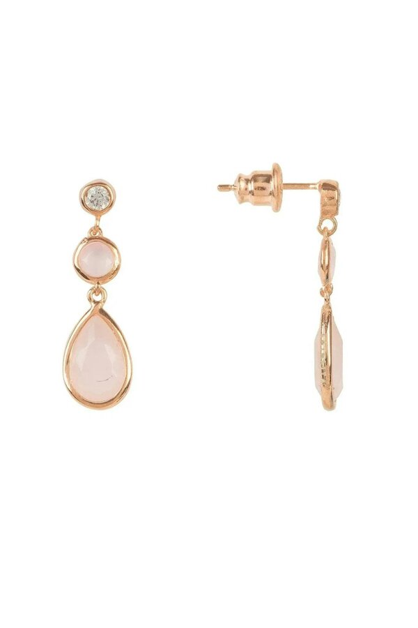 Latelita Tuscany Gemstone Drop Earring Rose Gold Rose Quartz
