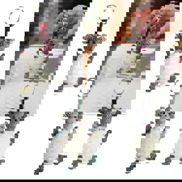 Earth Squared Fluffy Sheep Keyring with Tweed Ears