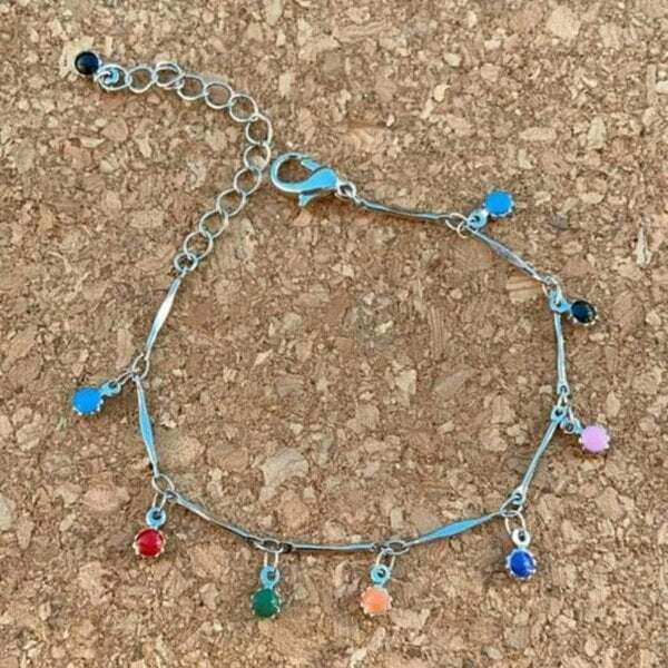 The Colourful Aura Multi Colour Dangle Dainty Beaded Mama Boho Charm Rainbow PRIDE Bracelet