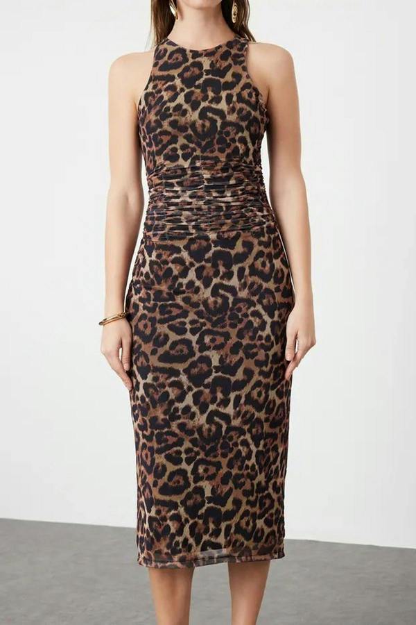 WOVCOR Knitted Tulle Elegant Evening Dress