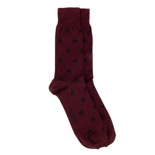 Embassy London Footsie - Bordeaux - Men's cotton crew socks size UK 6 to 12 in burgundy