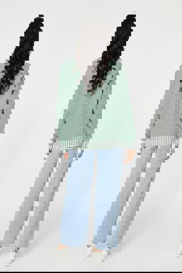 Sage | Contrast Trim Balloon Sleeve Jumper
