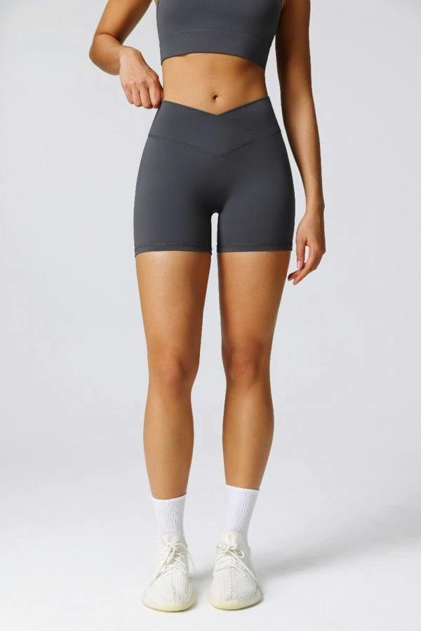 Anniou High Waist Crossover Yoga Shorts