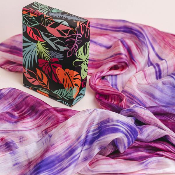 Purple & Pink Brushstroke Silk Scarf – Hand-Dyed Mulberry Silk, Evening Wrap & Gift