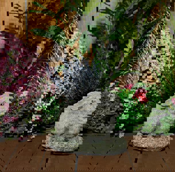 Charming Stone Cast Rabbit Planter for Flowers or Herbs