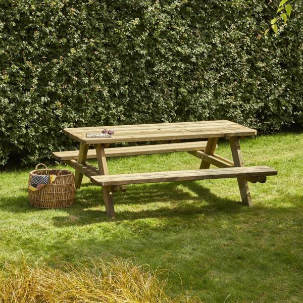 Cerland Matisse Picnic Table 6ft 6 Person Pressure Treated Wooden Dining Set