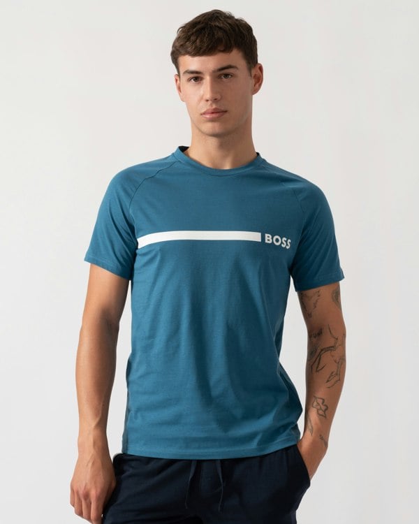 BOSS Orange Mens Slim Fit Beach T-Shirt - Open Blue 471