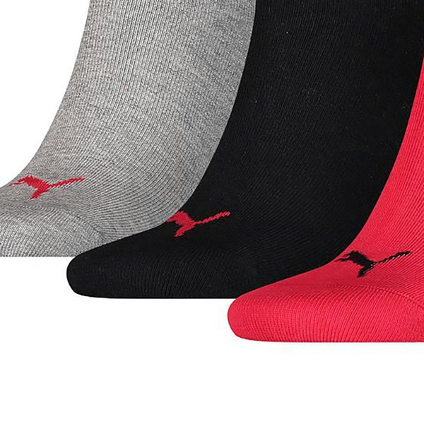 Puma Unisex Adult Invisible Socks (Pack of 3) - Black/Red/Grey