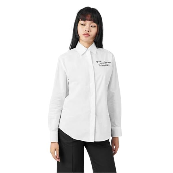 Off White Unisex Adult Embroidered Regular Long-Sleeved Shirt - White/Black - 