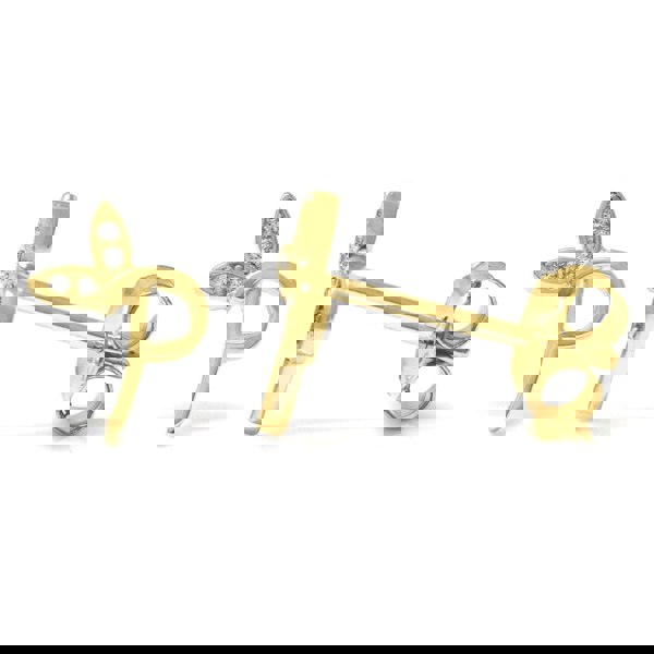 Say It With Winged Initial Earrings - Yellow Gold Plated