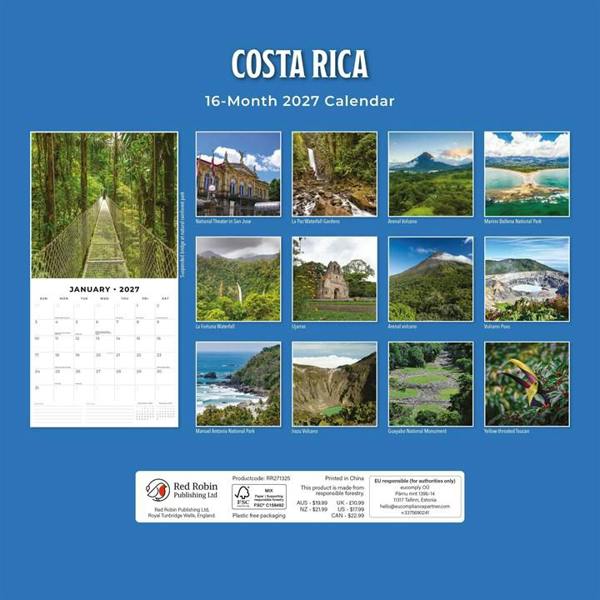 Costa Rica Calendar 2027, Wall Calendars, Month To View, Travel, Gift