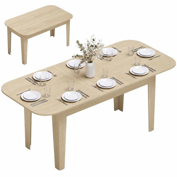 HOMCOM 140-180 cm Extendable Oval Dining Table for 4-6 Round Edges
