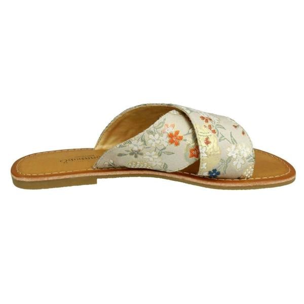 Savannah Ladies Savannah Cross Strap Patterned Mules