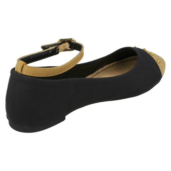 Cutie Girls Cutie Flat Ankle Strap Studded Edge Toecap Ballerina