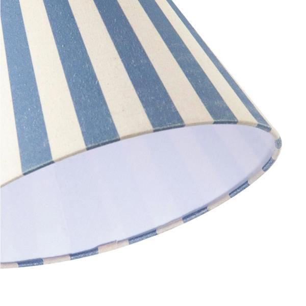 Amparo Blue and Oatmeal Linen Striped Coolie Shade with Cotton Inner Image 5