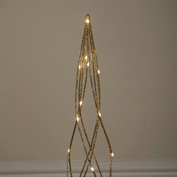 Samuel Alexander Set of 3 Light up Gold Spiral Christmas Tree Decoration with LEDs