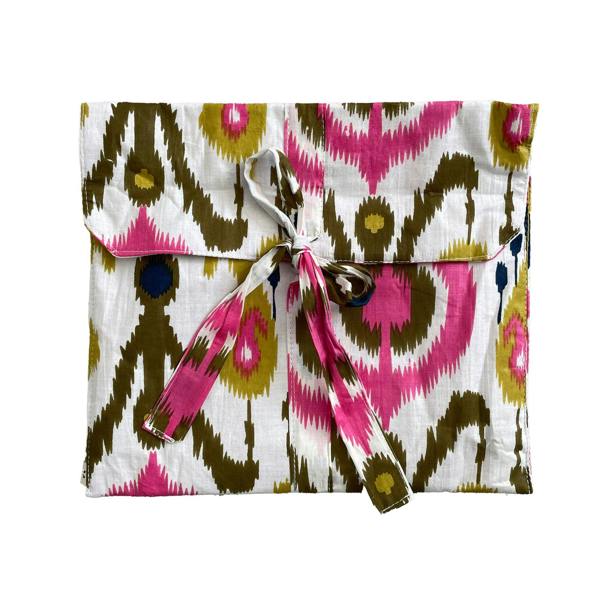 Hayley & Co Ikat Print 100% Cotton Long Pyjama Set in White and Print