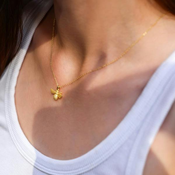 Spero London Matte Bumble Bee Sterling Silver Necklace