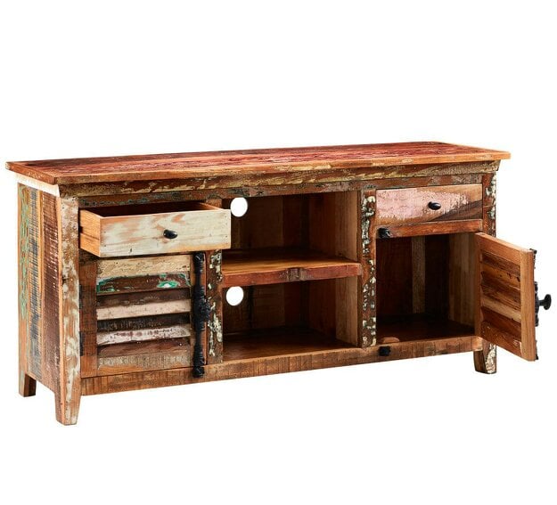 Wyld Haus Seattle Reclaimed Wood Media Sideboard 2 Drawers 2 Doors 1 Shelf
