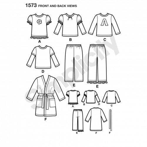 Simplicity Sewing Pattern 1573, Robes, Trousers, Pyjamas, Tops for Kids, Ages: 1/2 - 3 - Intermediate