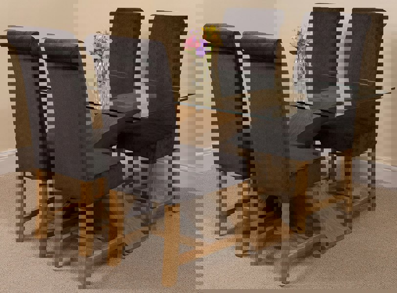 That's Furniture Valencia Oak Small Glass Dining Table & Washington Fabric Chairs