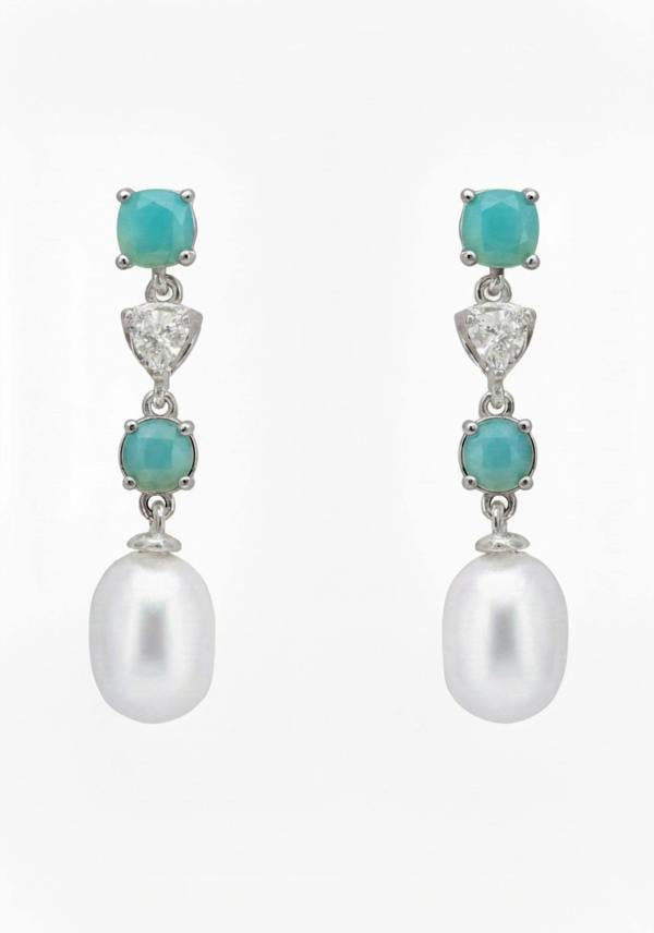 Latelita Pearl Whisper Drop Earrings Paraiba Tourmaline Silver
