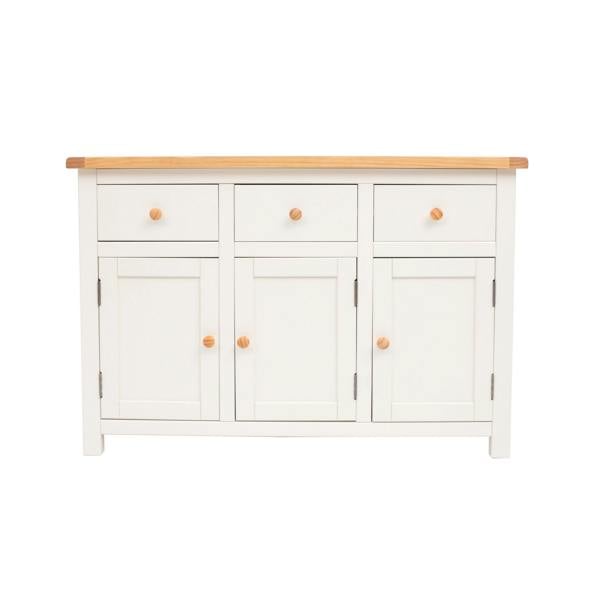 Maggiori Off White 3 Drawer 3 Door Sideboard Wood Knob