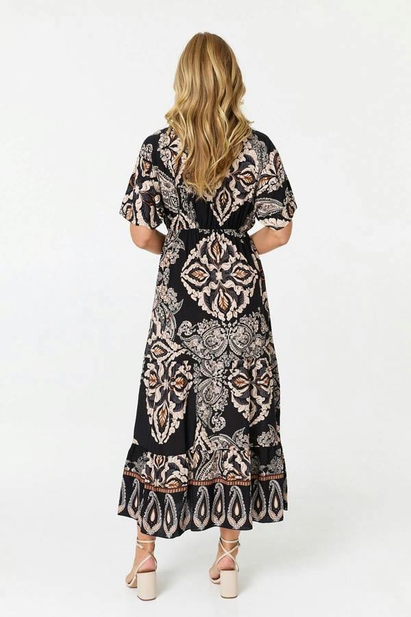Black | Paisley Relaxed 1/2 Sleeve Maxi Dress