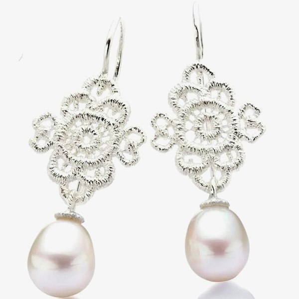T. H. Baker Sterling Silver Pearl Dropper Earrings 2460-AG-SW-1
