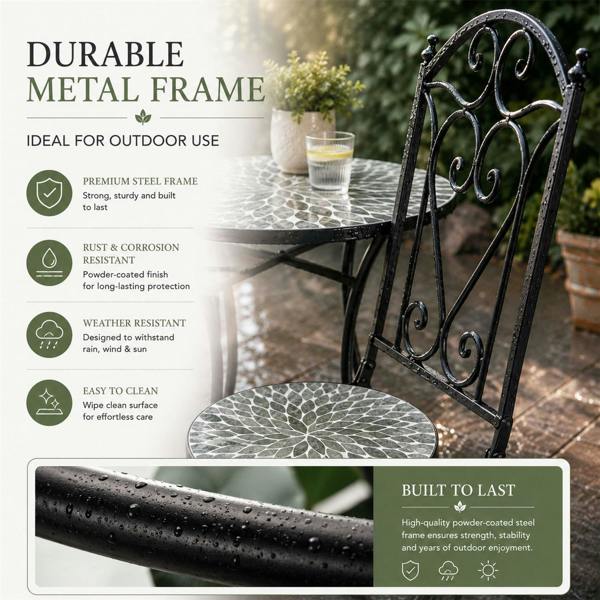 60cm Leaf Mosaic Bistro Set image 4