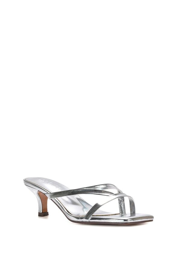XY LONDON Kitten Heel Sandal Mules With Toe Post