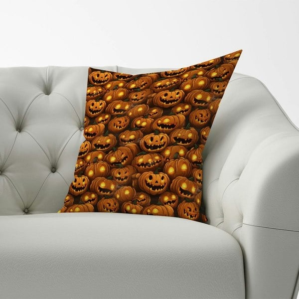 Warren Reed Grinning Lanterns Pumpkins With Glowing Eyes Cushions