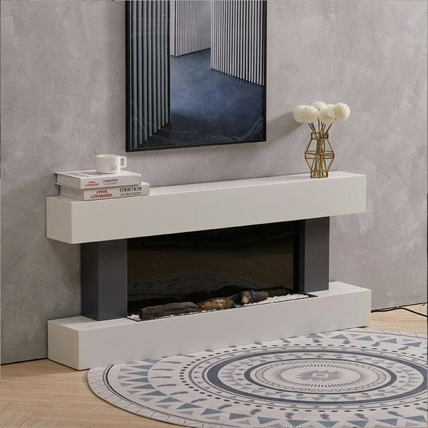52 Inch Electric Fireplace Set 2kW Wall Mounted Heater Remote Control Fireplace Suites Living and Home