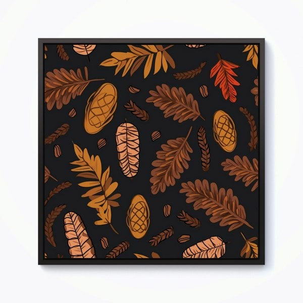 Warren Reed Autumn Leaves And Pinecones Framed Canvas