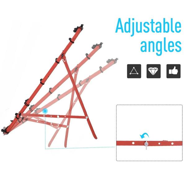 Red kickback goal rebounder with adjustable stand angles for targeted practice