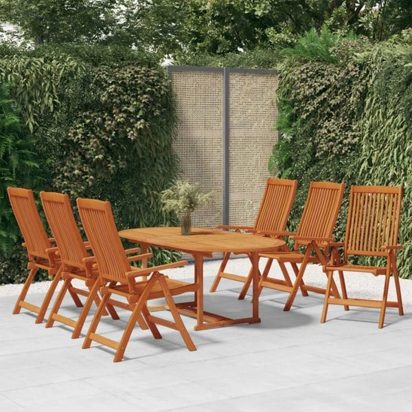 Berkfield 7 Piece Garden Dining Set Solid Wood Eucalyptus