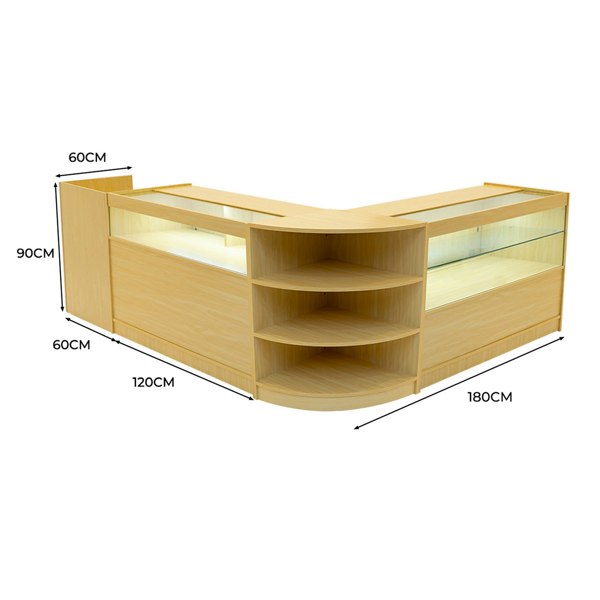 Monstershop Europa LED Shop Counter Set B1200, C1200, TB60 & LM60 - Maple