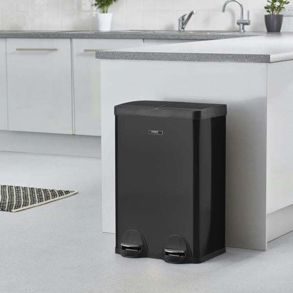 Cooks Professional 60L Recycling Pedal Bin | Dual Pedal -Black