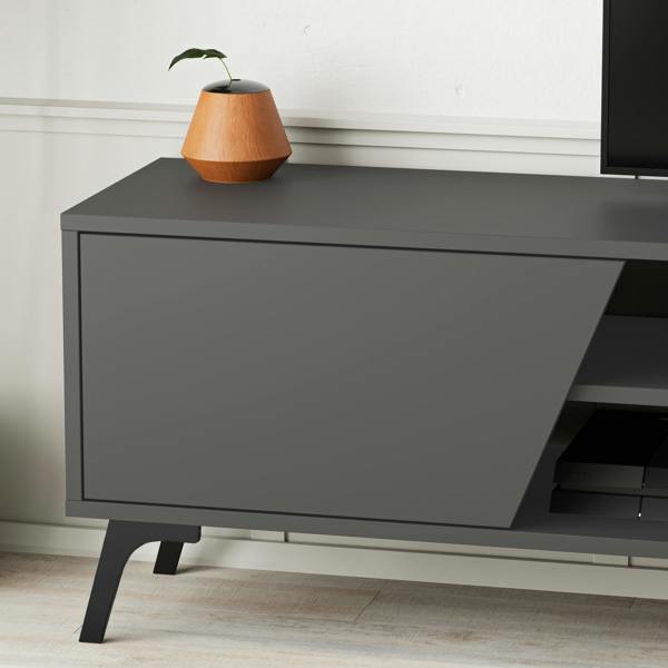 Decortie Fiona Modern TV Unit Multimedia Cabinet with Storage Doors 75" Oak White 180cm