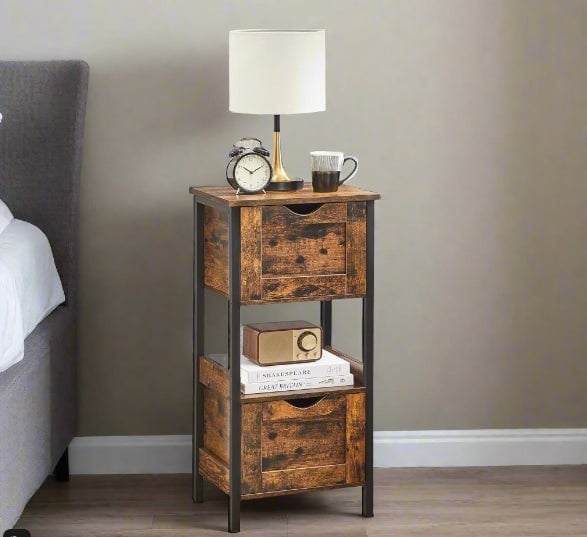 Modcraft Slim Bathroom Floor Cabinet with 2 Drawers and Open Shelf for Bathroom, Bedroom, or Living Room