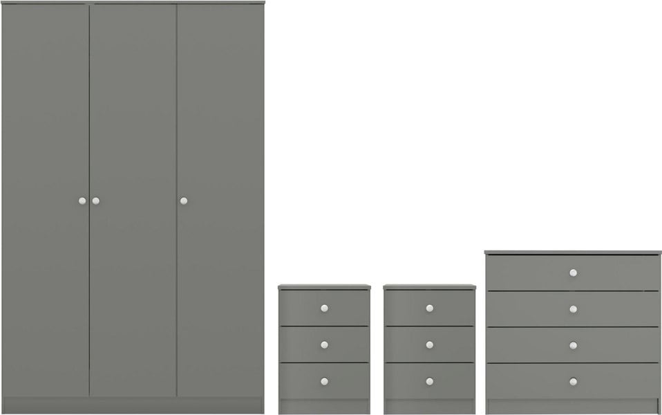 Seconique Denver 3 Door Triple Wardrobe 4 Piece Bedroom Set