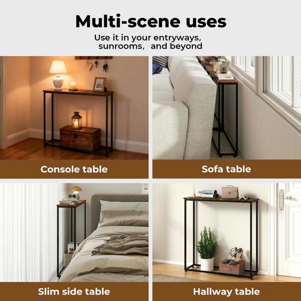 Levede Console Hall Table Slim Wooden Entryway Hallway Sofa Display Shelf Metal Frame