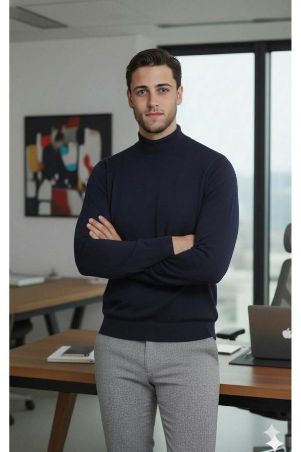 WOVCOR Half Turtleneck Regular Fit Knit Men's Sweater