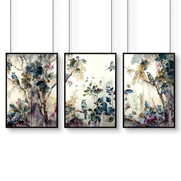 Living room wall art decor | set of 3 Chinoiserie wall art prints