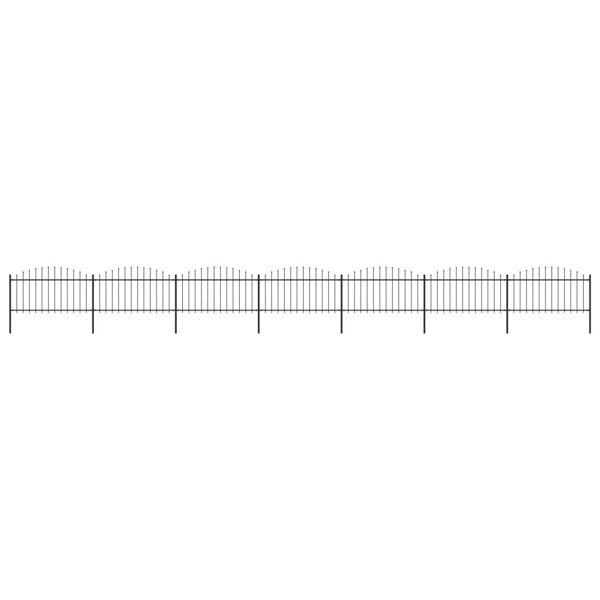 Berkfield Garden Fence with Spear Top Steel (1.25-1.5)x11.9 m Black