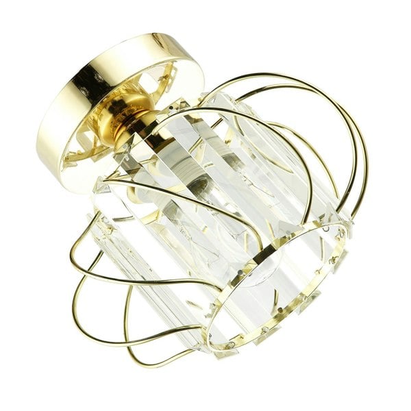 Modern Polished Gold Ceiling Light Fitting with Clear Crystal Glass Image 5
