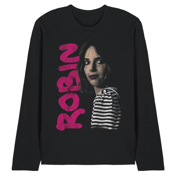 Stranger Things Unisex Adult Robin Neo Homage Long-Sleeved T-Shirt - Black - 